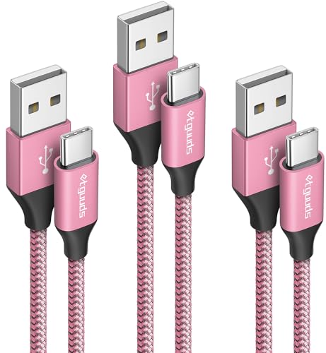 etguuds USB C Kabel, [3Pack 1M+1M+2M] Ladekabel USB C Schnellladekabel QC 3.0 USB Typ C Kabel für Samsung Galaxy S22 S21 S20 S10 S9 S8 Note10 9 8 & iPhone 15 usw-Rose von etguuds