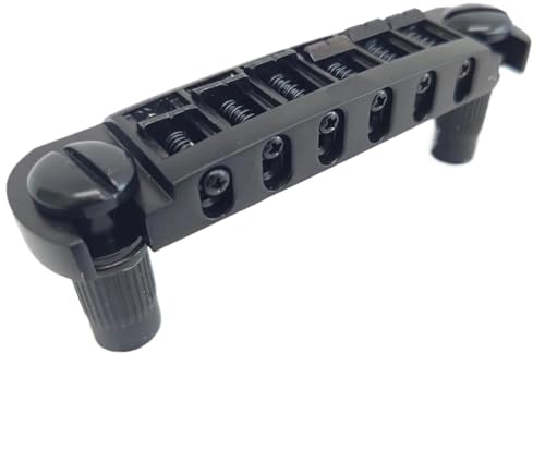 Gitarrenbrücke 52,5 mm (2-1/16 Zoll), verstellbarer Pigtail-Style Wraparound Bridge Saitenhalter for LP for E-Gitarre im SG-Stil(Zwart) von eumenghe