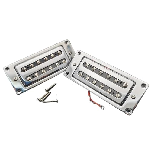 Offener Mini-Humbucker-Tonabnehmer for E-Gitarre, 12 angepasstes Polstück for LP-Gitarrenteile, Hals und Steg, Chrom, 68 x 29 mm(1 Set) von eumenghe