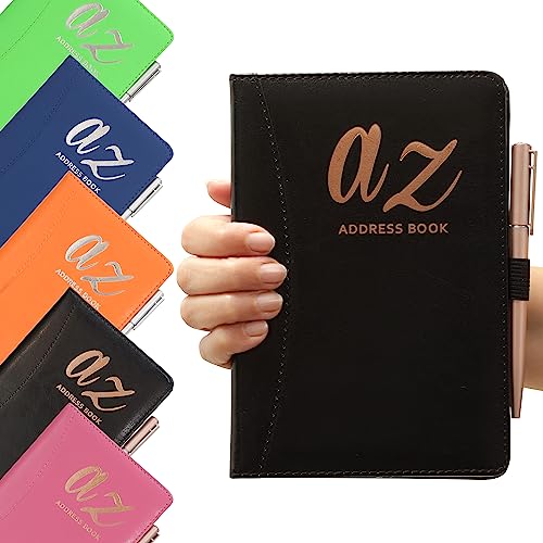 A to z Telefonadressbuch A-Z Index Hardcover plus Stift A5 Adressbuch Home Office Arbeit (schwarz) von evelay