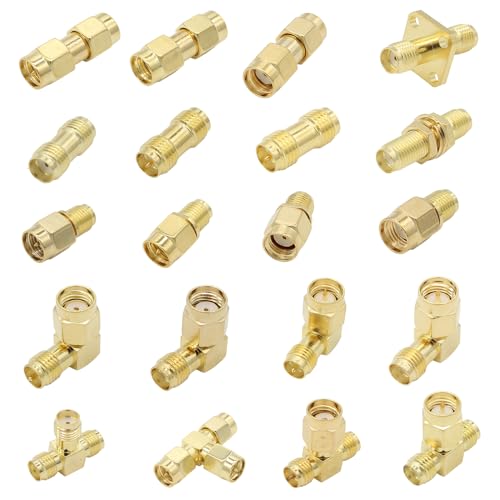 SMA Stecker Kit, 20 Typ SMA Adapter Set, 90 Grad SMA Stecker, SMA auf RP SMA Stecker, SMA Koppler für FPV-Antennen Radio, IP-Kamera, DIY von exgoofit