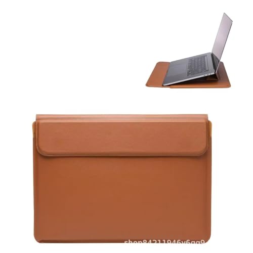 fdsmall 3-in-1 Laptop Hülse Schutz PU Ledertasche mit Ständer Wasserdicht Stoßfeste Magnetverschluss Einstellbare Stand Maus Laptop Fall 13-16 Zoll (Brown, 13-13.3 Inch) von fdsmall