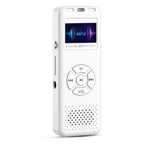 64 GB MP3-Player, tragbarer Musik-Player mit eingebautem Lautsprecher und 64 GB TF-Karte, Hi-Fi, verlustfreier Sound, Musik, MP3-Player mit Sprachaufzeichnung, FM-Radio, E-Book-Kopfhörer für Laufen, von fesoklaf