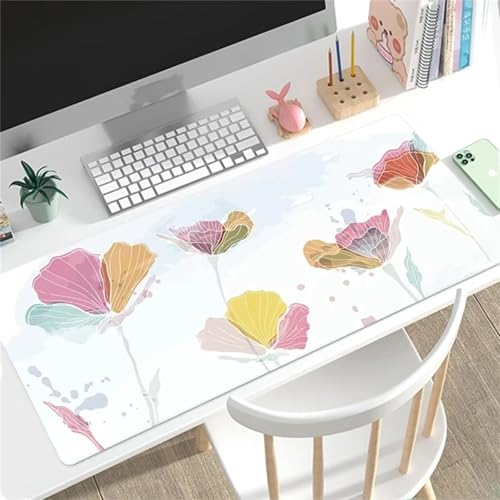 Gaming Mauspad XXL,Abstrakte Blume Large Mouse Pad, rutschfeste Gummibasisgenähte Anti-Fray-Kanten für Home Office 1200x600x3mm von fghgbf