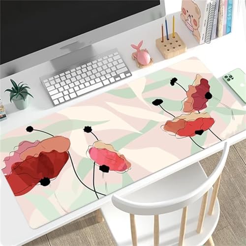 Gaming Mauspad XXL,Abstrakte Blume Large Mouse Pad, rutschfeste Gummibasisgenähte Anti-Fray-Kanten für Home Office 600x300x2mm von fghgbf