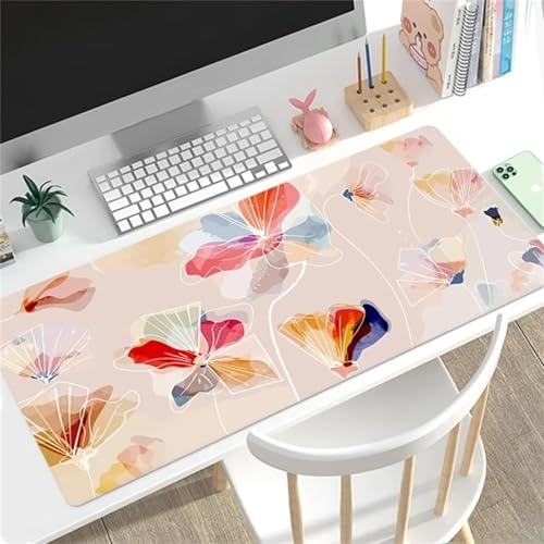 Gaming Mauspad XXL,Abstrakte Blume Large Mouse Pad, rutschfeste Gummibasisgenähte Anti-Fray-Kanten für Home Office 700x300x2mm von fghgbf