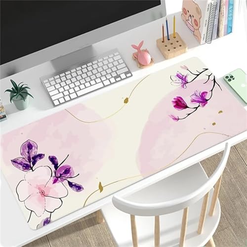 Gaming Mauspad XXL,Abstrakte Blume Large Mouse Pad, rutschfeste Gummibasisgenähte Anti-Fray-Kanten für Home Office 800x300x3mm von fghgbf