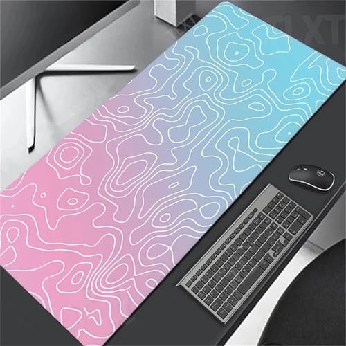 Gaming Mauspad XXL,Blau-Rosa Large Mouse Pad, rutschfeste Gummibasisgenähte Anti-Fray-Kanten für Home Office 1200x600x3mm von fghgbf