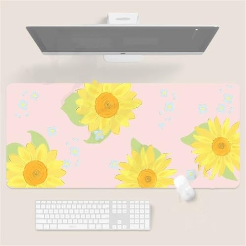 Gaming Mauspad XXL,Chrysanthemen Large Mouse Pad, rutschfeste Gummibasisgenähte Anti-Fray-Kanten für Home Office 1200x600x3mm von fghgbf