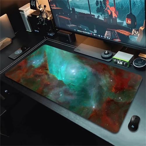 Gaming Mauspad XXL,Dunkelrötliches Blau Large Mouse Pad, rutschfeste Gummibasisgenähte Anti-Fray-Kanten für Home Office 1500x800x3mm von fghgbf