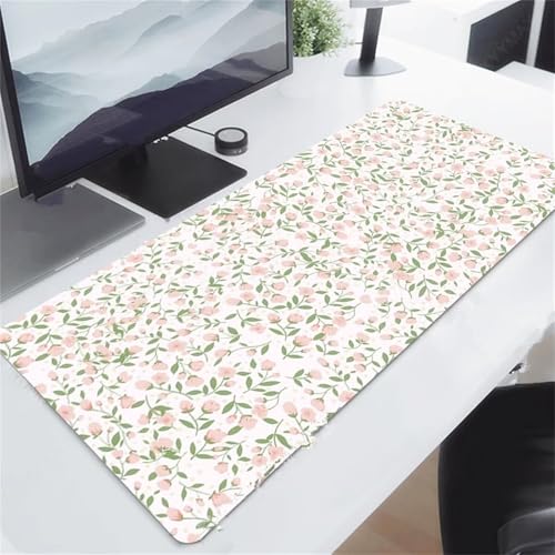 Gaming Mauspad XXL,Frische kleine Blumen Large Mouse Pad, rutschfeste Gummibasisgenähte Anti-Fray-Kanten für Home Office 1500x800x2mm von fghgbf