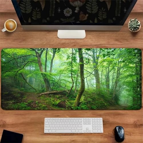 Gaming Mauspad XXL,Grün Large Mouse Pad, rutschfeste Gummibasisgenähte Anti-Fray-Kanten für Home Office 700x300x2mm von fghgbf