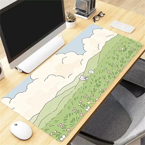 Gaming Mauspad XXL,Grün Niedlich Large Mouse Pad, rutschfeste Gummibasisgenähte Anti-Fray-Kanten für Home Office 700x300x3mm von fghgbf