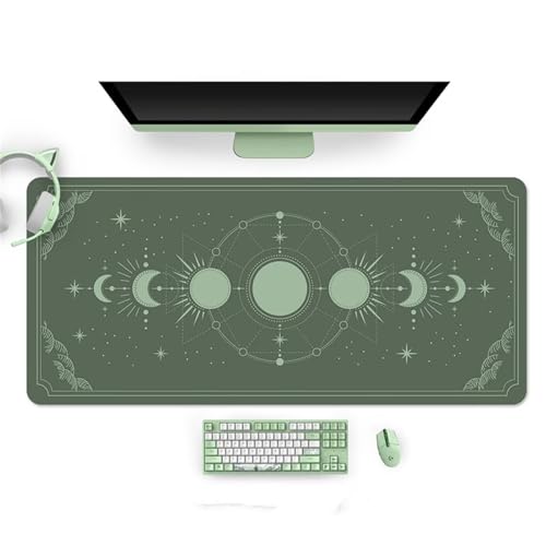 Gaming Mauspad XXL,Grüner Sternfluss Large Mouse Pad, rutschfeste Gummibasisgenähte Anti-Fray-Kanten für Home Office 800x400x3mm von fghgbf