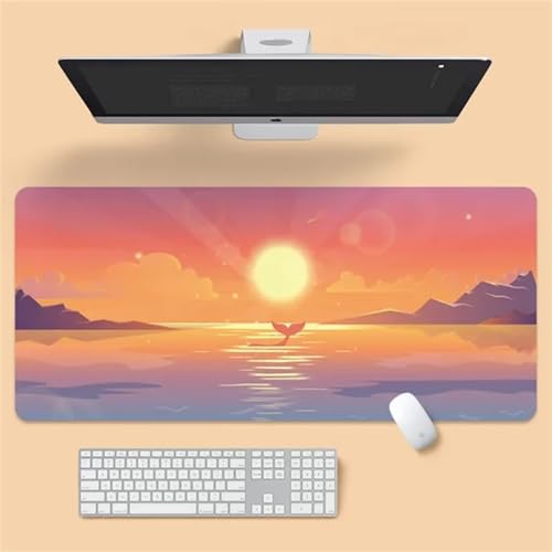 Gaming Mauspad XXL,Wolken Landschaft Large Mouse Pad, rutschfeste Gummibasisgenähte Anti-Fray-Kanten für Home Office 1500x800x2mm von fghgbf