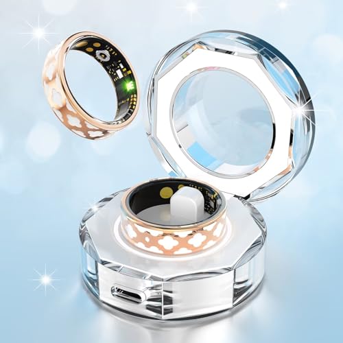 Smart Ring Damen Rosegold Smartringe für Damen Android IOS Fitness Ring Tracker Fitnessring Schrittzähler Blutdruckmessung SpO2 Schlaftracker Pulsmesser Smartring Smarter Finger Tracking von findtime