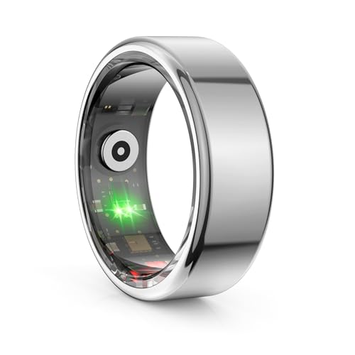 Smart Ring Smartringe für Herren und Damen Smart Ring Android Fitness Ring Tracker Schrittzähler Schlafmonitor Herzfrequenzmessung Gesundheitsüberwachung Aktivitätstracker (Silber, #10-19.8mm) von findtime