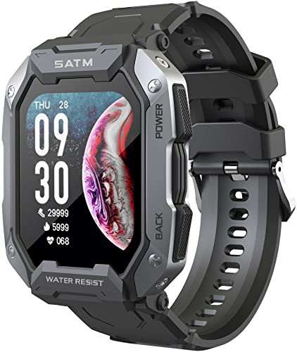 Smartwatch Herren Outdoor 1.71 Zoll Sportuhr IP68 Wasserdicht Gesundheitsuhr mit Blutdruckmessung Pulsuhr Schlaf Schrittzähler Tactical Militär Uhr Fitnessuhr Männer Watch für Android IOS von findtime