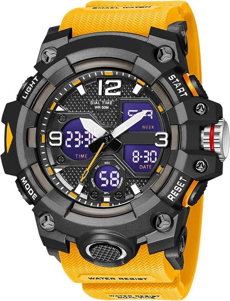 findtime Digitale Herren's Militär Sport Watch (2,2 Zoll), 5ATM Wasserdicht Outdoor mit Licht Alarm Kalender Stoppuhr für Männer von findtime