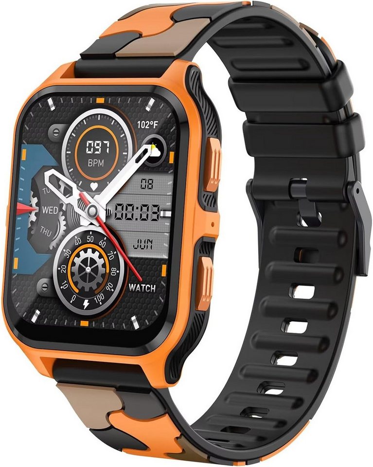 findtime Ergonomisches Design Smartwatch (1,83 Zoll, Android, iOS), mit Telefonfunktion Sportuhr Outdoor Gesundheitsuhr Blutdruckmessung von findtime