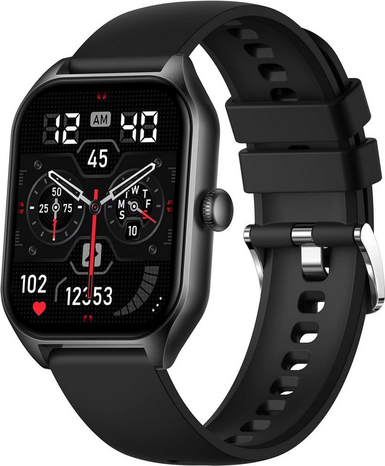 findtime Ganztägige Herzfrequenzüberwachung Smartwatch (1,85 Zoll, Android iOS), Schrittzähler Pulsuhr mit Blutdruckmessung Schlaf Notifications IP67 von findtime