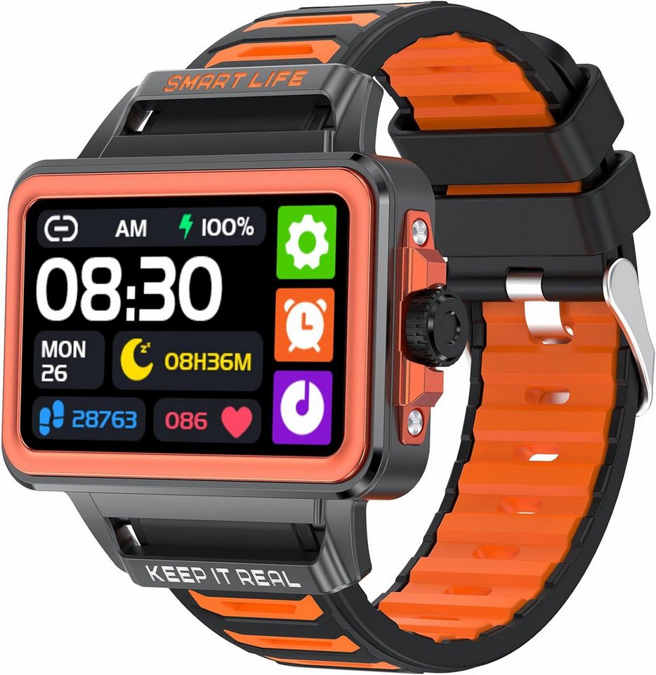 findtime Schlafüberwachung Smartwatch (1,57 Zoll, Android, iOS), mit Herzfrequenzmessung Schlaftracker Fitnessuhr NFC Musiksteuerung von findtime