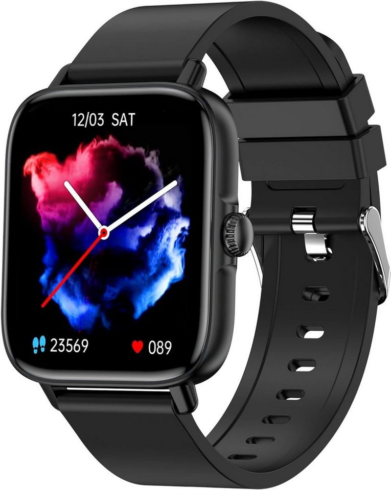 findtime Smartwatch (1,7 Zoll, Android, iOS), mit Telefonfunktion,Schrittzähler Fitnessuhr Blutdruckmessung Sportuhr von findtime