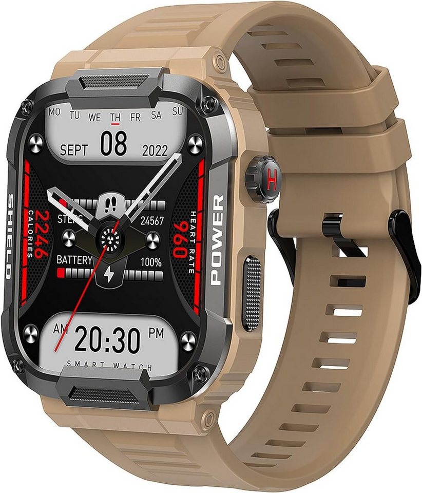 findtime Smartwatch (1,85 Zoll, Android, iOS), mit Telefonfunktion, Outdoor Sportuhr Tactical Watch Sportuhren IP68 von findtime