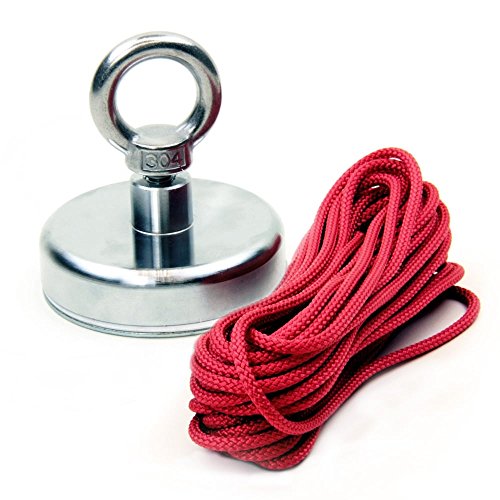 Ferritwiederherstellungsmagnet Mit M10 - Augenboln und 10 M Seil zum Magnetenfischen, Erholung - 80mm x 70mm Hoch - 60kg Zug - Pack von 10 Ferritwiederherstellungsmagnet Mit M10 - Augenboln und 10 M Seil zum Magnetenfischen, Erholung - 80mm x 70mm Hoch - 60kg Zug - Pack von 10 von first4magnets