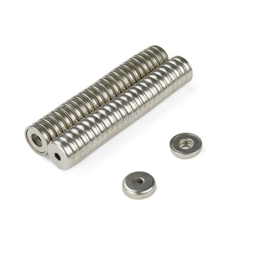 N42 Neodym Edelstahl - Stahl - Topf - Magnet - 14mm Durchmesser x 3,5mm Dick x 3,5mm C/Bohrung - 5,2kg Ziehen - Pack von 100 von first4magnets