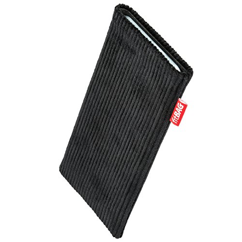 fitBAG Retro Schwarz Handytasche für Honor X7B Tasche aus Cord-Stoff mit Microfaserinnenfutter | Hülle mit Reinigungsfunktion | Made in Germany von fitBAG