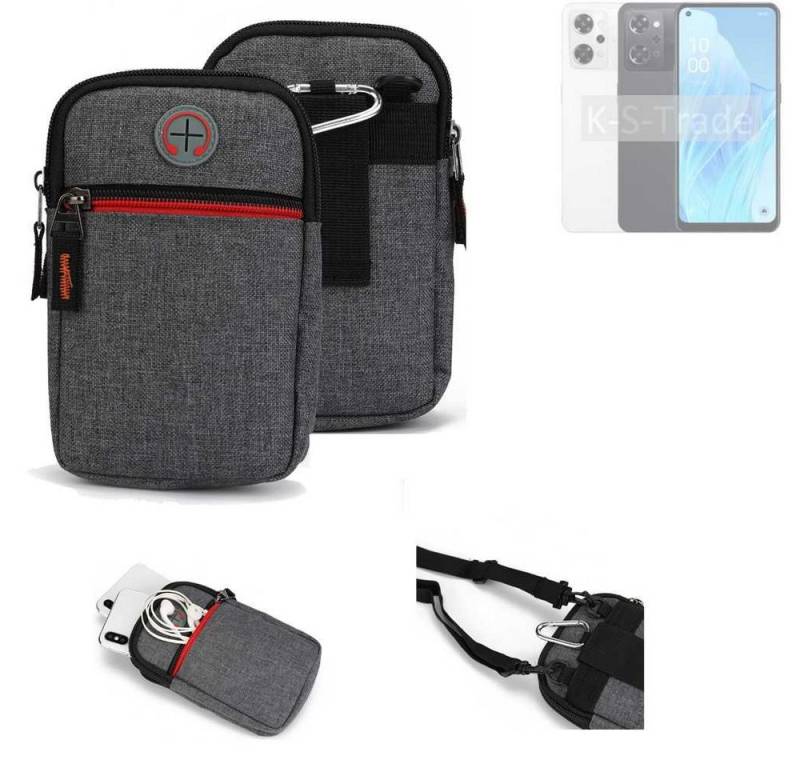 K-S-Trade Handyhülle für Oppo Reno9 A, Holster Gürteltasche Handy Tasche Schutz Hülle grau Zusatzfächer von flat.design