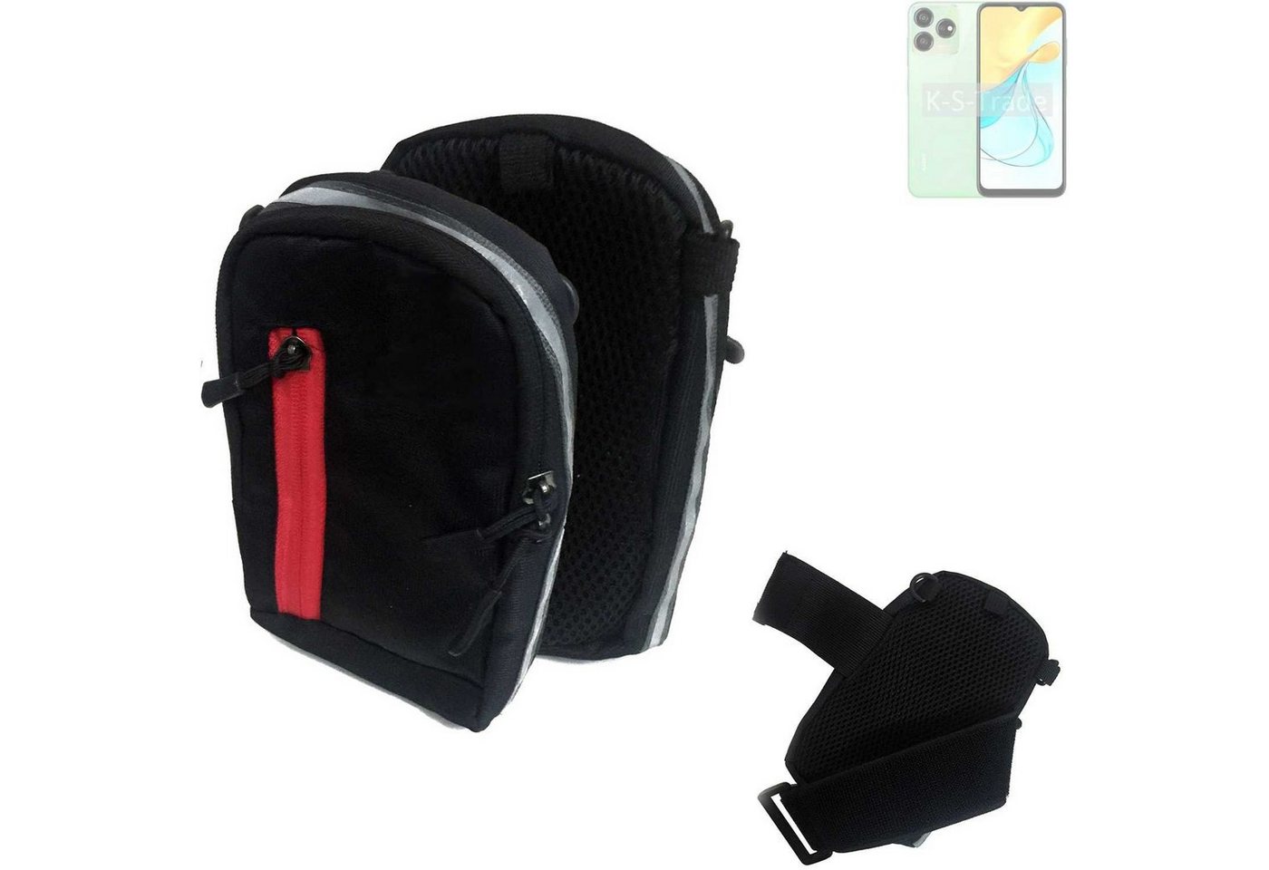 K-S-Trade Handyhülle für ZTE Axon 50 Lite, Outdoor Gürteltasche Holster Umhängetasche schwarz Handy Tasche von flat.design