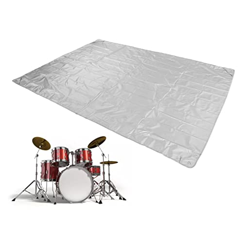 FLEXMAN Drum Set Abdeckung, 203 X 274 cm, Faltbare Drum Set Staubschutzhülle aus 420D Oxford Stoff, Zusammenklappbare Möbel Staubschutzhülle mit Hakenlöchern, e Drum Zubehör (Silber) von flexman