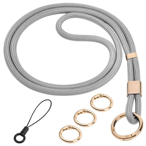 flintronic Schlüsselband, Schlüsselbänder Umhängeband, Drehbarem Metallclip Abnehmbare Neck Lanyard Langes Handgelenk mit karabiner, Paracord Schlüsselanhänger Schlüssel Ausweise (Grau) von flintronic