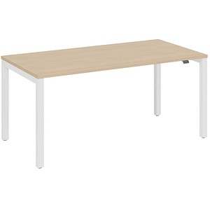 fm Catro Schreibtisch ahorn, verkehrsweiß rechteckig, 4-Fuß-Gestell weiß 200,0 x 80,0 cm von fm