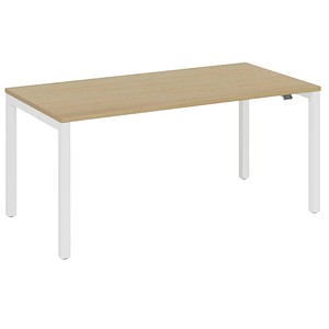 fm Catro Schreibtisch akazie, verkehrsweiß rechteckig, 4-Fuß-Gestell weiß 160,0 x 80,0 cm von fm