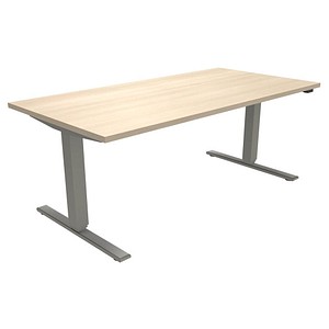 fm fastline elektrisch höhenverstellbarer Schreibtisch akazie rechteckig, T-Fuß-Gestell silber 160,0 x 80,0 cm von fm