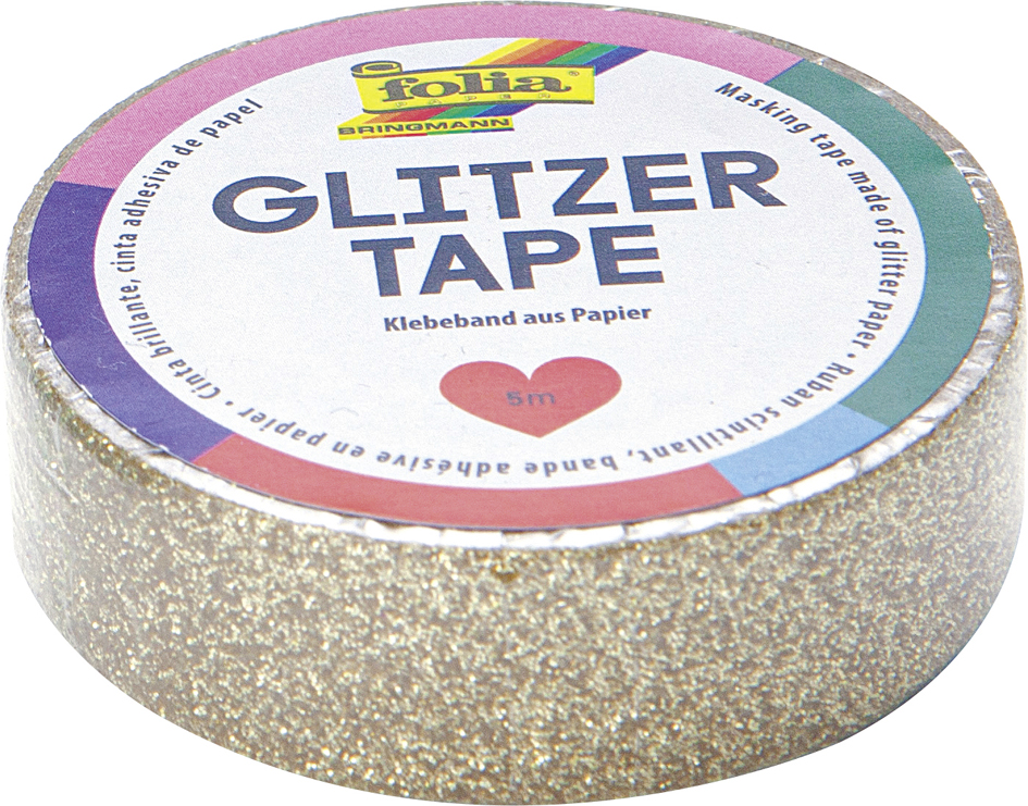 folia Deko-Klebeband Glitzer-Tape, 15 mm x 5 m, gold von folia