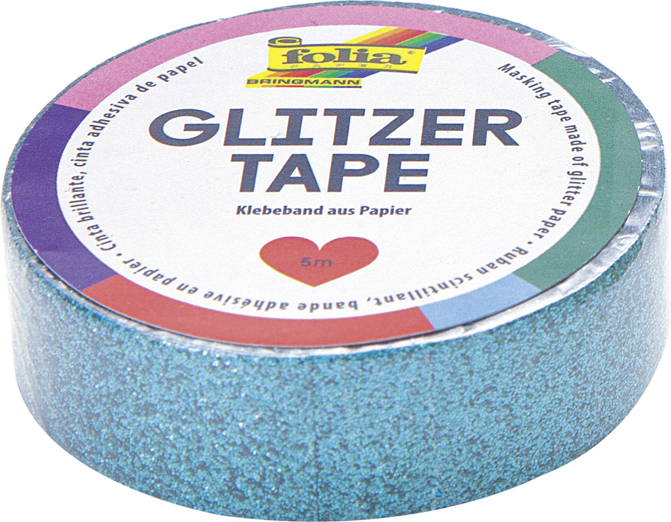 folia Deko-Klebeband Glitzer-Tape, 15 mm x 5 m, türkis von folia