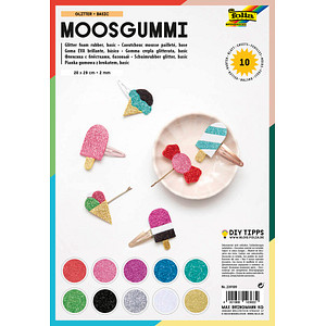 folia Moosgummi Glitter Basic mehrfarbig 10 St. von folia