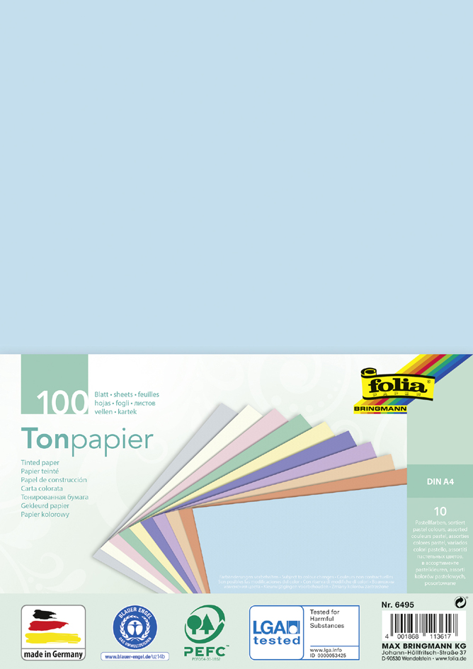 folia Tonpapier PASTELL, DIN A4, 130 g/qm von folia