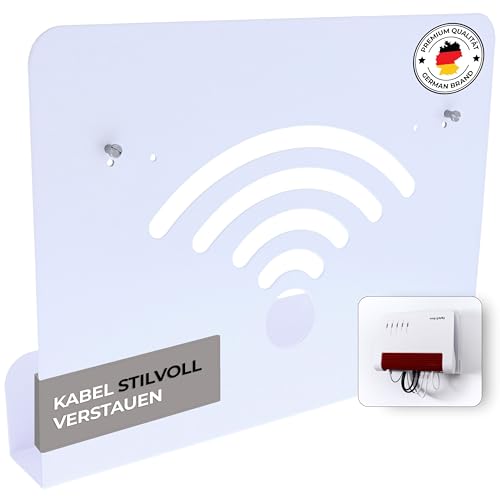 foto-kontor Wandhalterung kompatibel mit AVM FRITZBox Modem Router mit Kabelmanagement 7590 7590 AX 6660 Cable 7530 5530 8850 6850 6660 6890 7490 weiß von foto-kontor