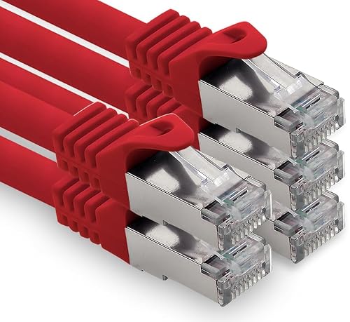 freiwerk 0,25m - rot - 5 Stück CAT.7 Netzwerkkabel Lan Ethernet Patch Kabel S-FTP LSZH PIMF 10GB s RJ45 Stecker Cat6a von freiwerk