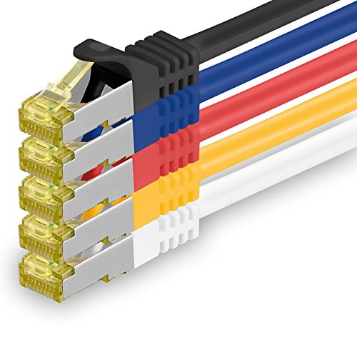 freiwerk 5x 2.0 M - CAT-7 Cat.7 Netzwerk-Kabel, Ethernet, Lan & Patch Kabel RJ-45 SFTP 10GB/s - 5 Farben 03 von freiwerk