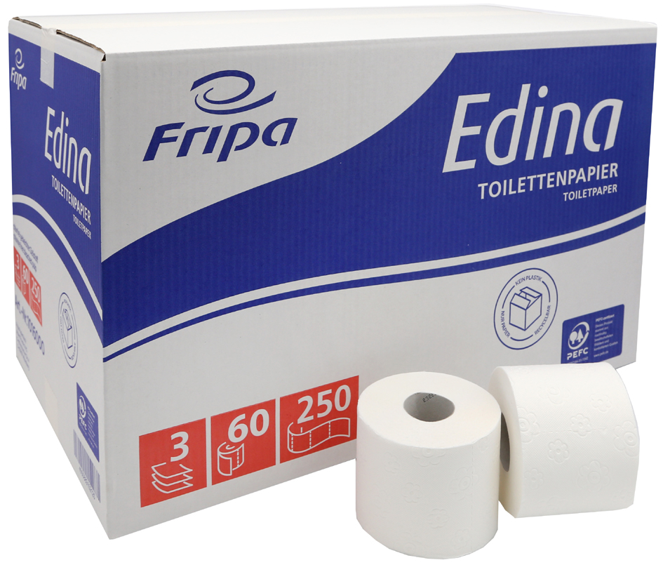 Fripa Toilettenpapier Edina, 3-lagig, hochweiß, Großpackung von fripa