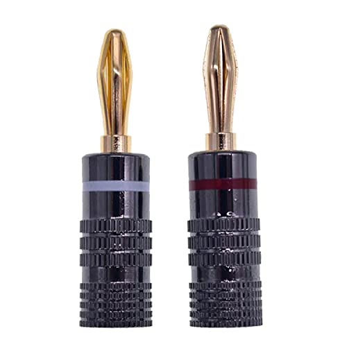 2x Bananenstecker Lautsprecher 1 Paar - 24K Vergoldet Schraubbar - Lautsprecherkabel 0,75mm bis 4mm - HiFi AV Receiver Audiokabel Stecker Federstecker Lamellenstecker | schwarz von fuchswerk