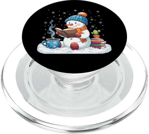 Gemütlicher Schneemann Lesebuch Liebhaber Weihnachten Bücherwurm Bibliothekar PopSockets PopGrip für MagSafe von funny Winter Snowman Reading Book Xmas snowman tee