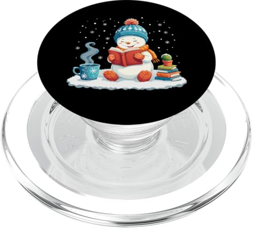 Gemütlicher Schneemann Lesebuch Liebhaber Weihnachten Bücherwurm Bibliothekar PopSockets PopGrip für MagSafe von funny Winter Snowman Reading Book Xmas snowman tee