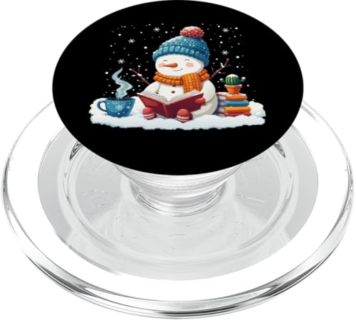 Gemütlicher Schneemann Lesebuch Liebhaber Weihnachten Bücherwurm Bibliothekar PopSockets PopGrip für MagSafe von funny Winter Snowman Reading Book Xmas snowman tee